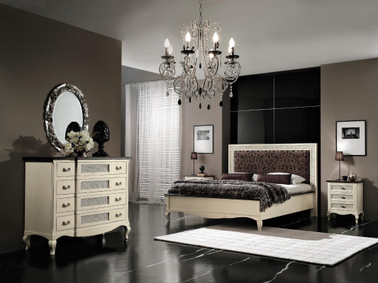 Letto matrimoniale in legno massiccio Camera da letto Design Letti Mobili Vaccari cav giovanni