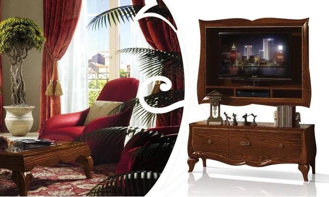 Mobile porta TV basso, credenza, mobiletv in legno classico, design moderno.