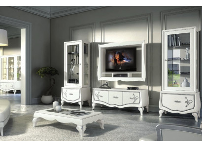 Set di mobili per l'arredamento TV 4 pezzi. Mobile TV, vetrina, credenza, armadio design nuovo.