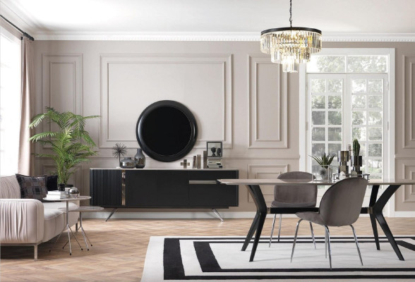 Set da pranzo Ess Tavolo con 4 sedie Set completo Imbottiture Designer 5 pezzi