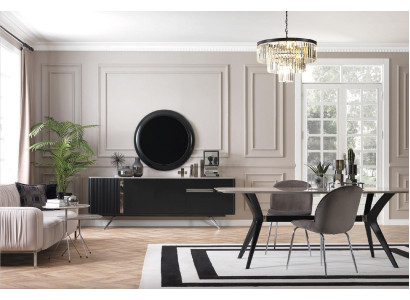 Set da pranzo Ess Tavolo con 4 sedie Set completo Imbottiture Designer 5 pezzi