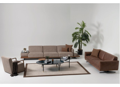 Divano in pelle moderno 3 posti design Divano angolare marrone.