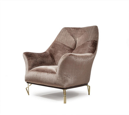 Poltrona design salotto imbottita in legno moderna di lusso marrone nuova