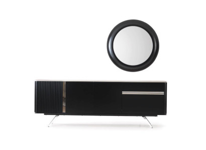 Sala da pranzo credenza specchiera credenza in legno e metallo stile nero
