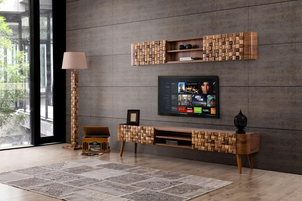 Italiano Set da pranzo italiano di design con sedia, tavolo, credenza, gruppo di 7 pezzi.