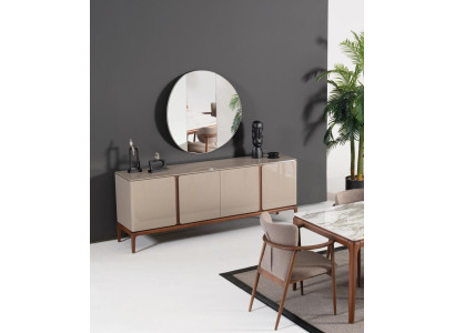 Sala da pranzo credenza specchio credenza in legno con stile metallo nero cassettiera.