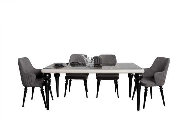 Tavoli Set completo Tavolo da pranzo 4 sedie Set sala da pranzo Gruppo da pranzo Tavolo in legno 5 pezzi