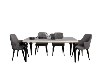 Tavoli Set completo Tavolo da pranzo 4 sedie Set sala da pranzo Gruppo da pranzo Tavolo in legno 5 pezzi