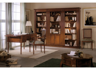 Scrivania e sedia in legno con braccioli Libreria Arredo ufficio Design 3 pezzi