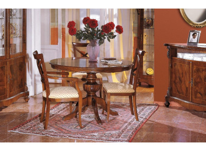 Set da pranzo di lusso in legno con 6 pezzi, composto da credenza, 3 sedie, tavolo e vetrina nuovo.