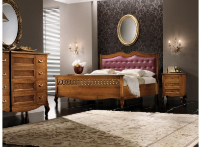 Camera da letto di design italiana Letto 2 comodini Set di 4 pezzi Nuovo