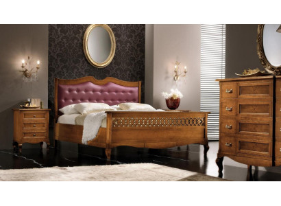 Camera da letto di design italiana Letto 2 comodini Set di 4 pezzi Nuovo