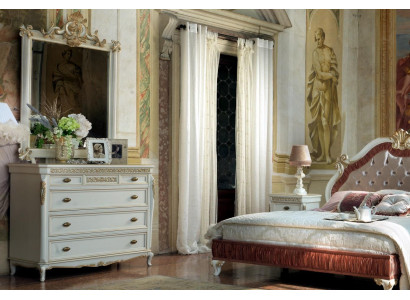 Cassettiera Design Moderno Set di Mobili Comò Specchio Legno Cassettiere