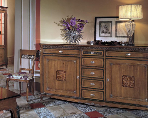 Mobile basso in legno per soggiorno, scaffale di lusso per designer, nuovo.