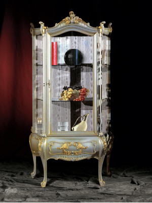 Mobili barocchi Vetrina italiana Armadio Mobili Armadi Legno massiccio Scaffale Elegante