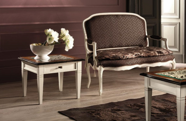 Tavolino da salotto in legno massiccio design con tavolino ausiliare.