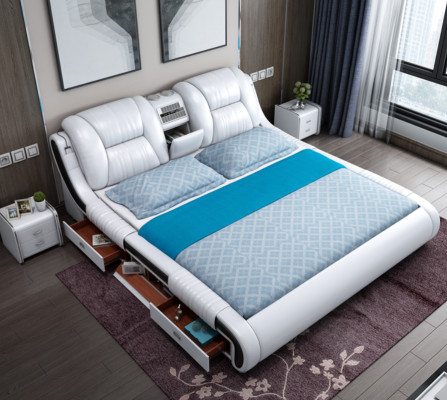 Divano letto multifunzione xxl Letto grande Box USB Hotel Pelle Rivestimento Cassetti