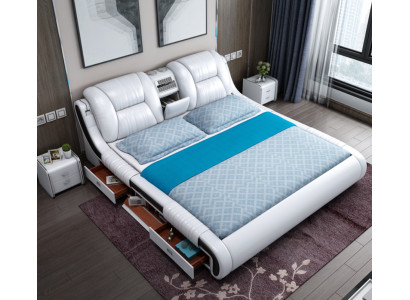 Divano letto multifunzione xxl Letto grande Box USB Hotel Pelle Rivestimento Cassetti