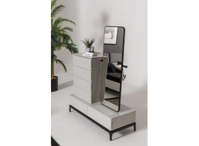 Comò set soggiorno Comò con specchio Legno Stile Moderno bianco