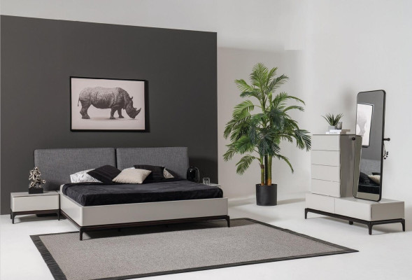 Comò set soggiorno Comò con specchio Legno Stile Moderno bianco