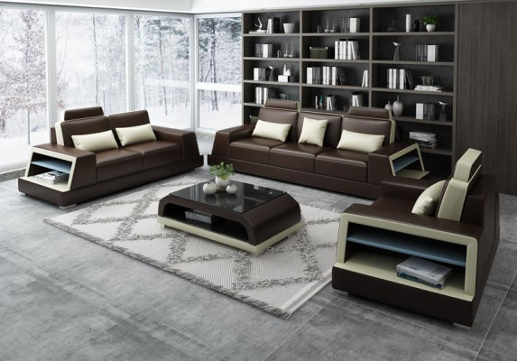 Divano in pelle divano Set di divani Imbottiti 3+1+1 Sedile Divani Design in Pelle Nuovo
