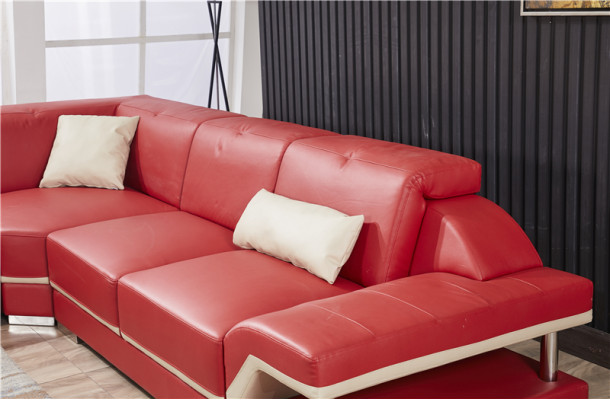 Modello a L in pelle, divano modulare, imbottito, sedile, divano angolare, divano, soggiorno