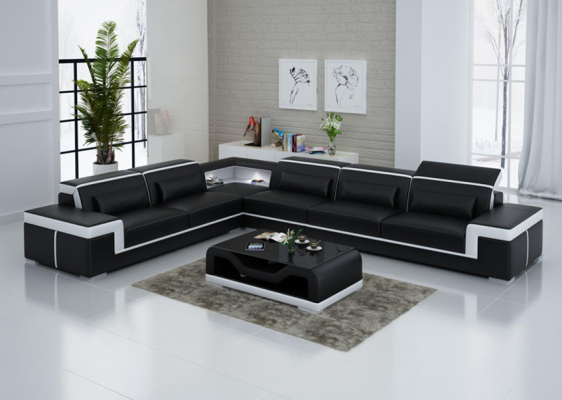Divano design Divano angolare Set di divani imbottiti Composizione salotto a L-