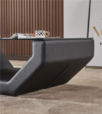 Prestigiosi tavolini in vetro di lusso design divano tavolo divano tavolo laterale in pelle.