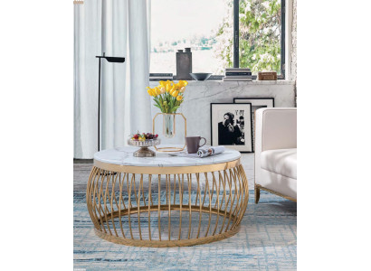 Sofa Tavolo in acciaio inossidabile con pietra design tondo.