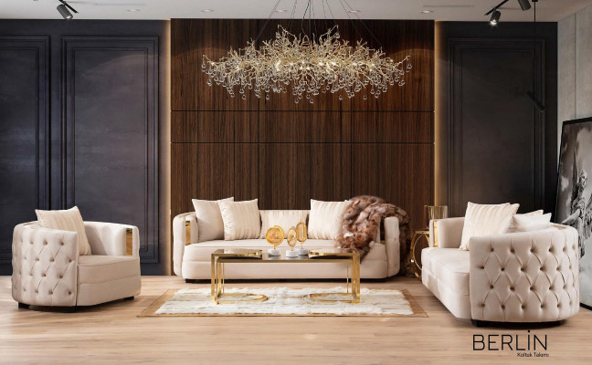 Divano 3 posti in tessuto di design di lusso soggiorno moderno stile.
