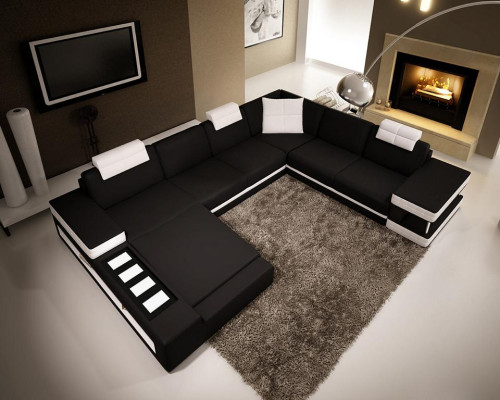 Design Angoli Big XXL Divano ad angolo in pelle Divani Set