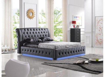 Design dell'hotel moderno Letto XXL Letti di lusso Doppio Chesterfield in pelle