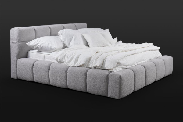 Letto grigio camera da letto matrimoniale design di lusso elegante rivestimento in tessuto nuovo