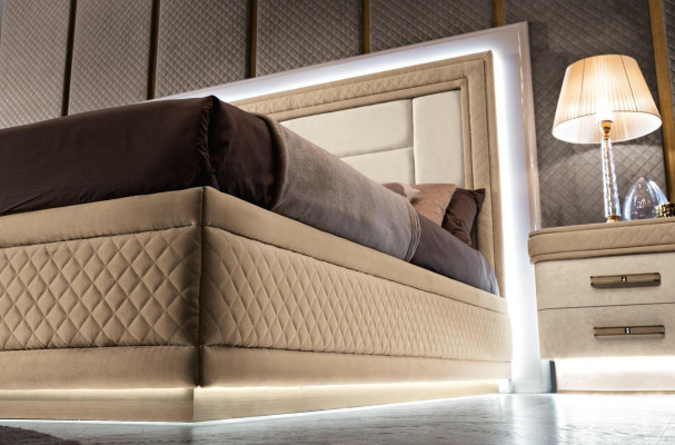 Design lussuoso letto camera da letto 2x comodini set completo 8 pezzi.