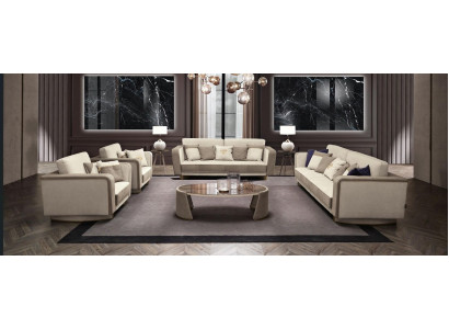 Mobili di lusso Set divano Divano Divano imbottito 3 3 1 1 Sedile Tavolino in legno 5 pezzi.