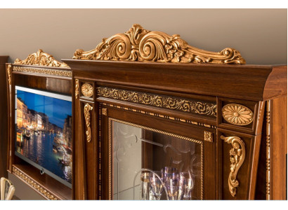 Set soggiorno 4 pezzi, mobile TV 2x vetrina cornice legno set lusso gruppo Italia.