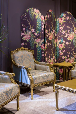 Poltrona monoposto di lusso 1 posto imbottito sedile tessuto design Art déco