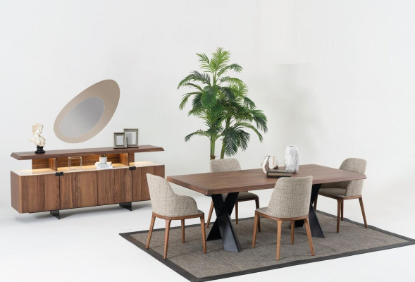 Set da pranzo tavolo 4 sedie credenza specchio gruppo da pranzo design