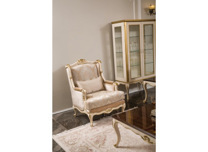 Barocco poltrona oro beige poltrona singola arredamento classico velluto legno