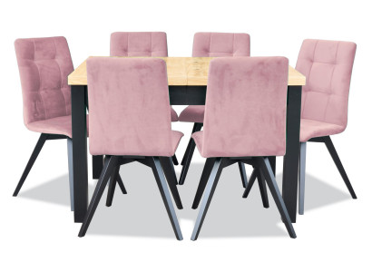 Classico tavolo da pranzo in legno con set da pranzo da 6 sedie, 7 pezzi.