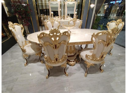 Set da pranzo di lusso tavolo da pranzo 4 sedie in legno sedia tessuto gruppo da pranzo set nuovo