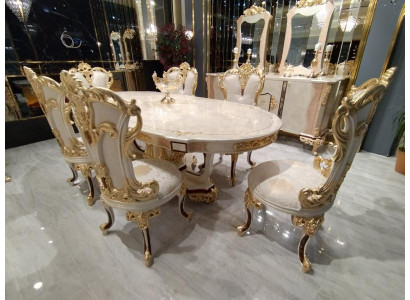 Set da pranzo 6 sedie gruppo da pranzo in legno Sedia imbottita Sedia di lusso Tessuto Nuovo