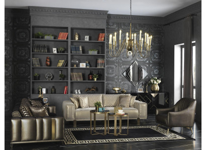 Progettare divano 3+2+1 posti Sedie moderne Mobili di lusso in stoffa dorata