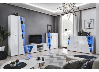 Soggiorno lussuoso set di arredamento 3 pezzi parete vivente mobili designer vetrina legno