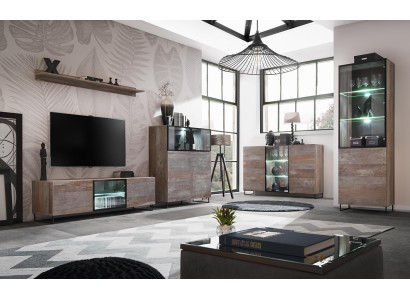 Design parete attrezzata TV 2x vetrina mobile TV Lowboard set arredamento 5 pezzi