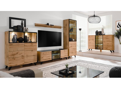 Set parete attrezzata 5 pezzi Lusso soggiorno Comò Supporto TV Design Arredamento