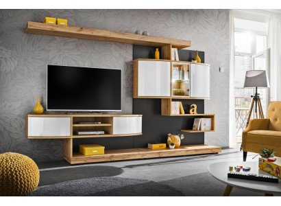 Marrone parete attrezzata di lusso per soggiorno con design, mobile porta TV, mobili nuovi.