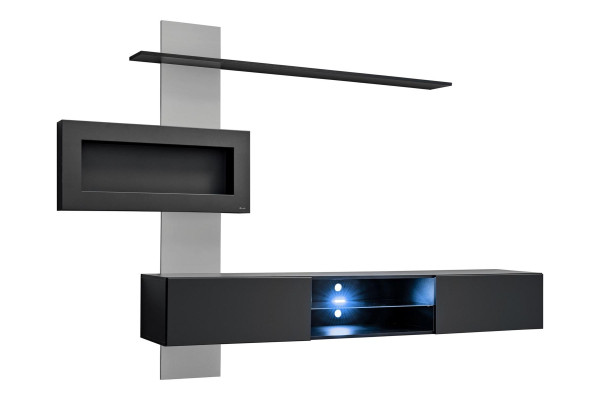 Mobile multimediale nero con camino design moderno soggiorno designer mobili TV stand.