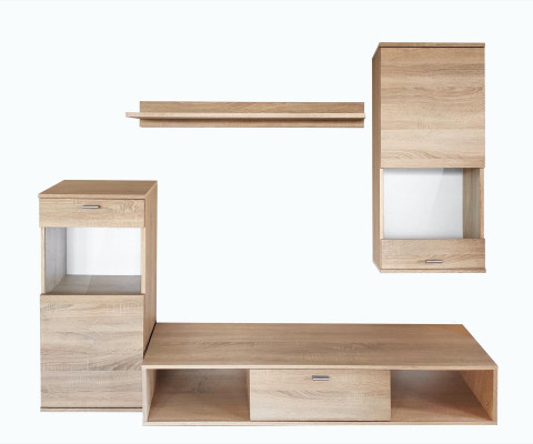 Mobile porta TV moderno con vetrina parete soggiorno ripiani nuovi.