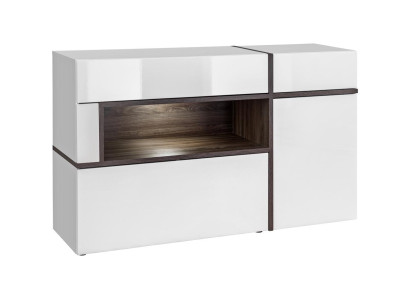 Comò designer moderno sala da soggiorno di lusso, comò in legno bianco.
